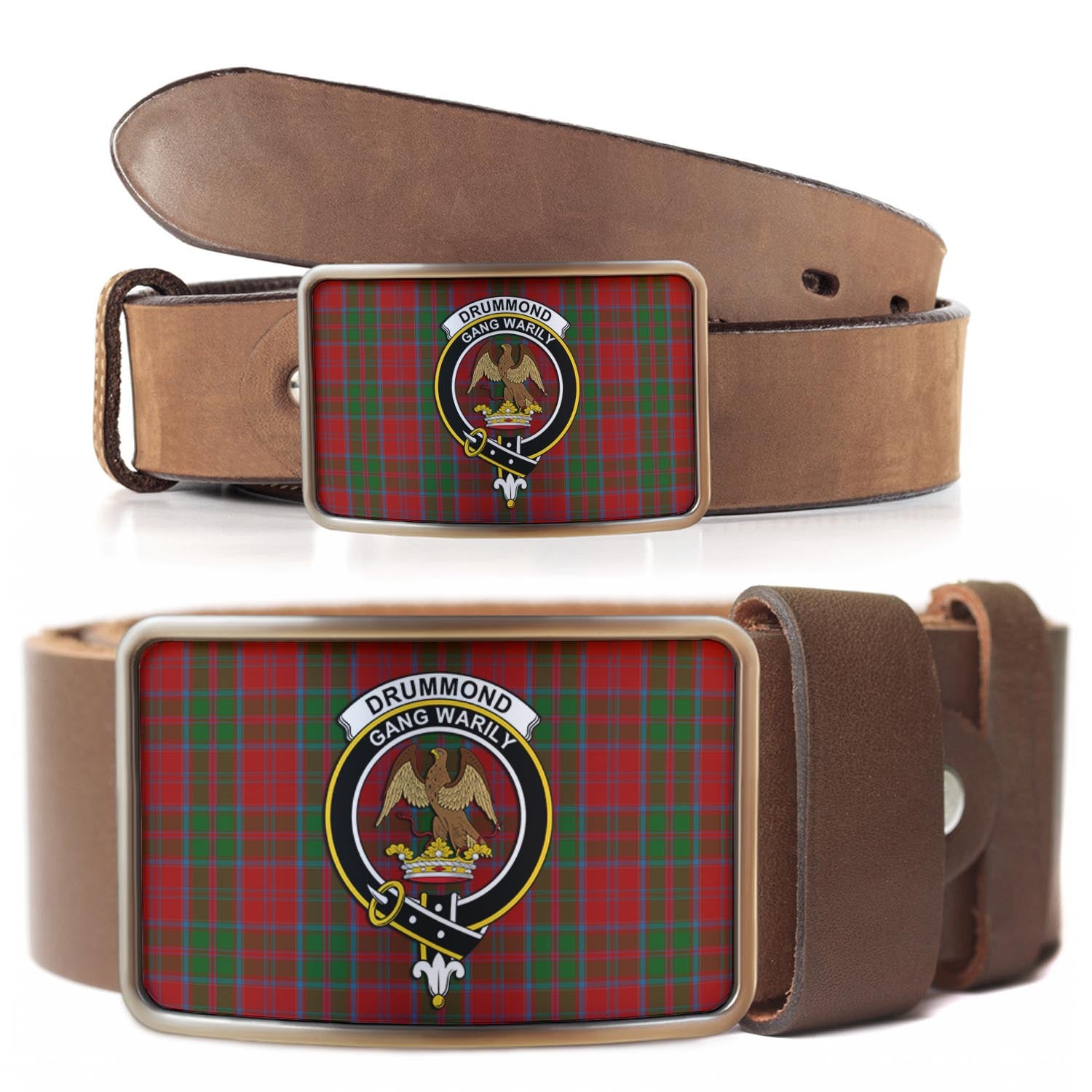 Drummond Tartan Belt Buckles with Family Crest - Tartan Vibes Clothing