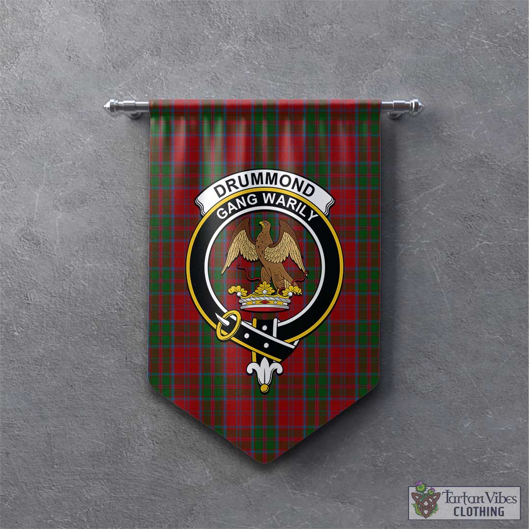 Tartan Vibes Clothing Drummond Tartan Gonfalon, Tartan Banner with Family Crest