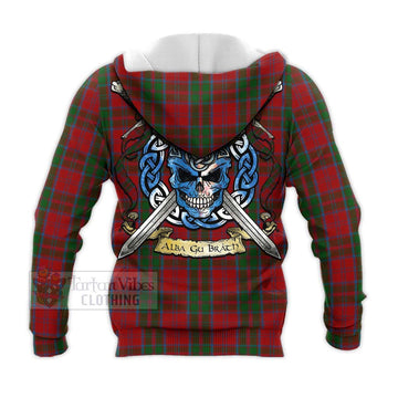 Drummond Tartan Knitted Hoodie with Family Crest Celtic Skull Style