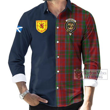 Drummond Tartan Long Sleeve Button Shirt Alba with Scottish Lion Royal Arm Half Style