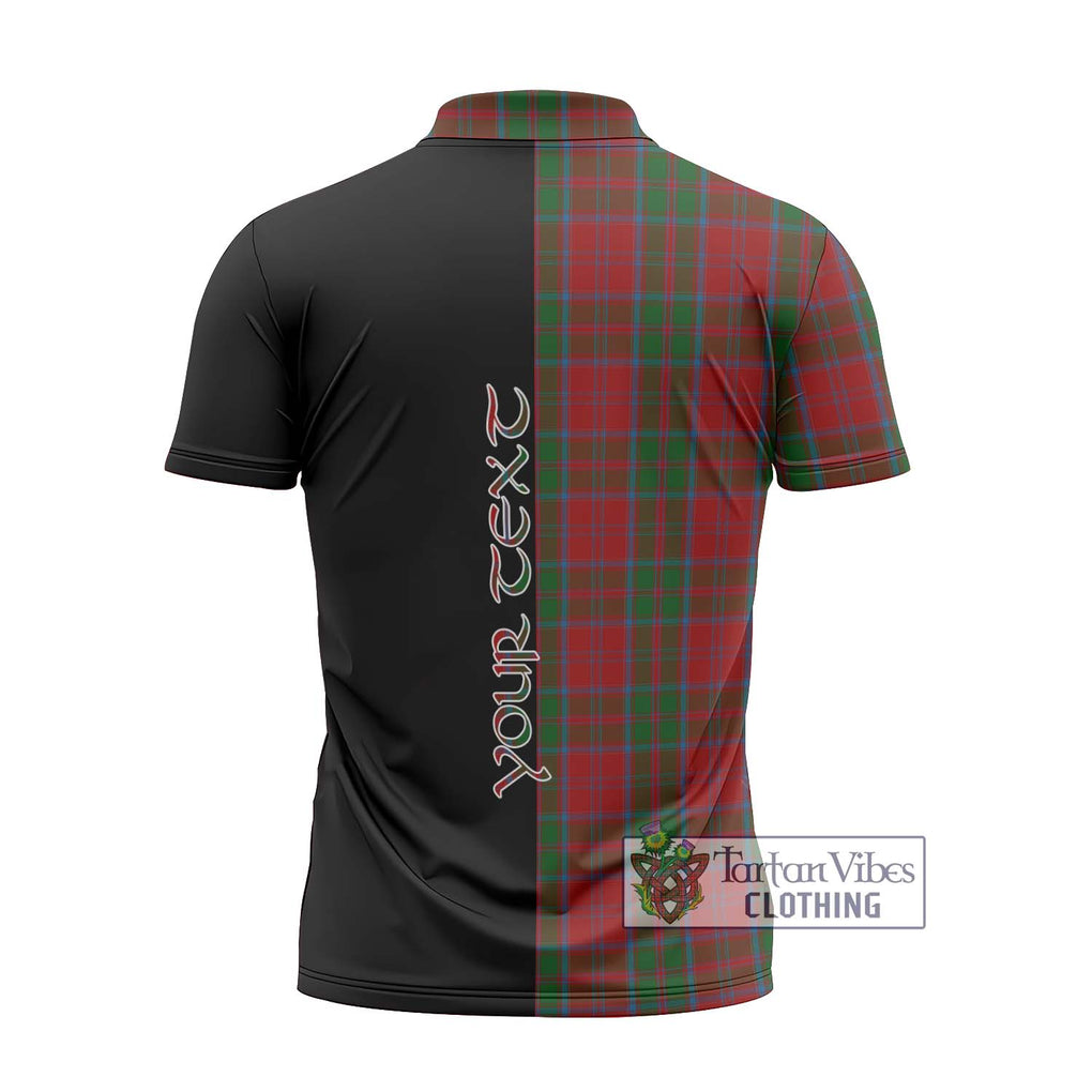 Drummond Tartan Zipper Polo Shirt with Family Crest and Half Of Me Style - Tartanvibesclothing Shop