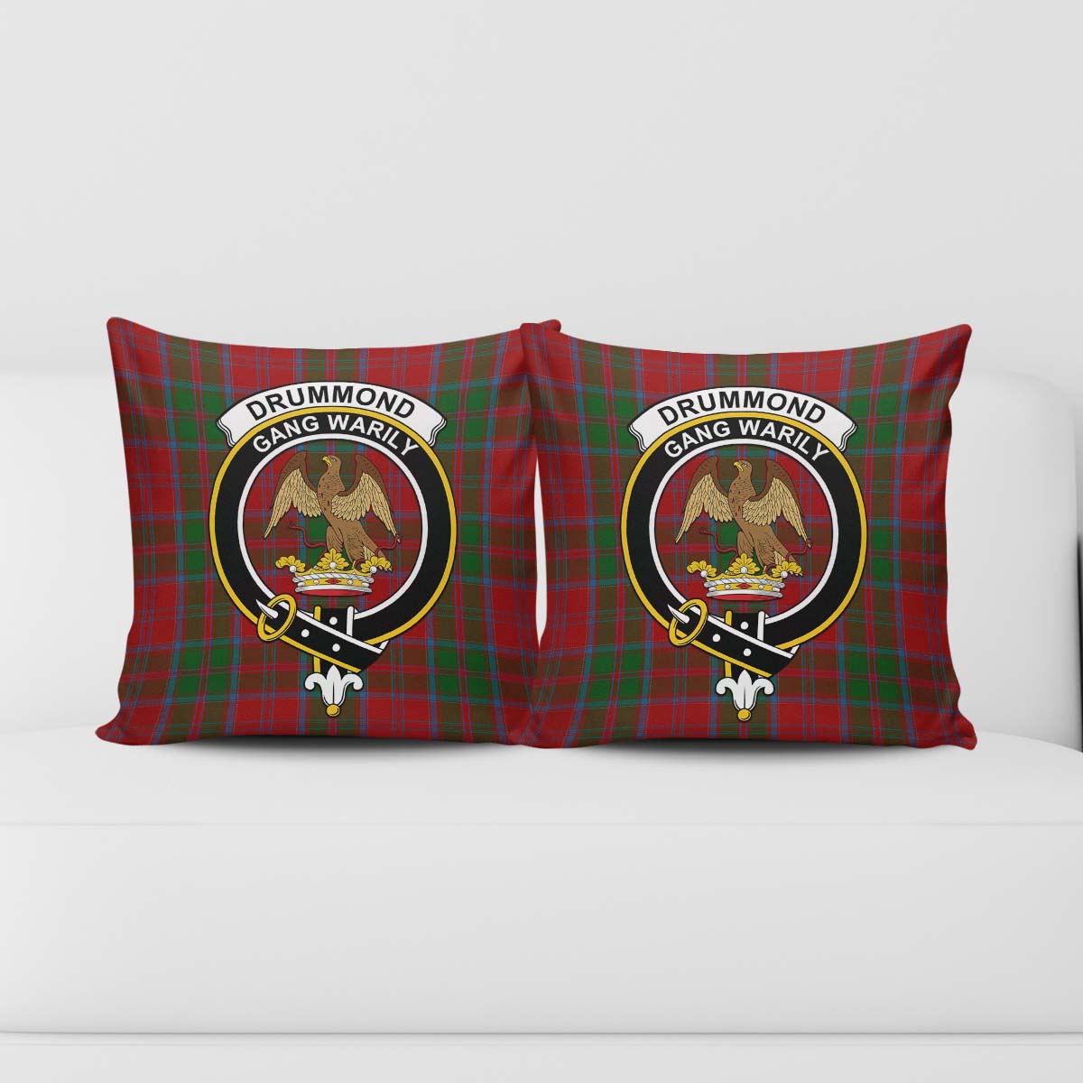 Drummond Tartan Pillow Cover with Family Crest - Tartanvibesclothing