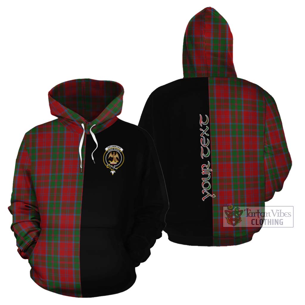 Tartan Vibes Clothing Drummond Tartan Cotton Hoodie with Family Crest and Half Of Me Style