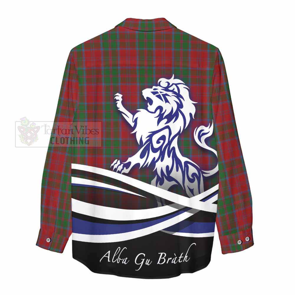 Tartan Vibes Clothing Drummond Tartan Women's Casual Shirt with Alba Gu Brath Regal Lion Emblem