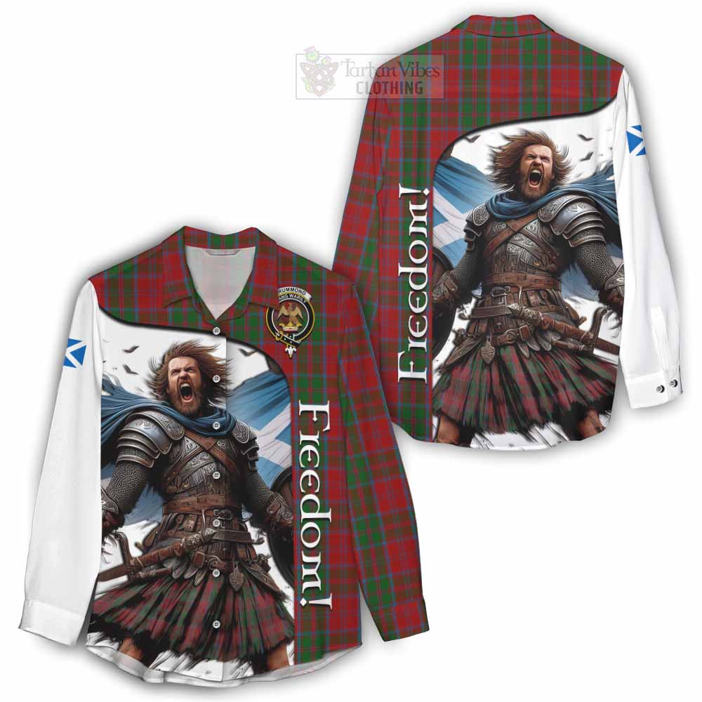 Tartan Vibes Clothing Drummond Crest Tartan Women's Casual Shirt Inspired by the Freedom of Scottish Warrior