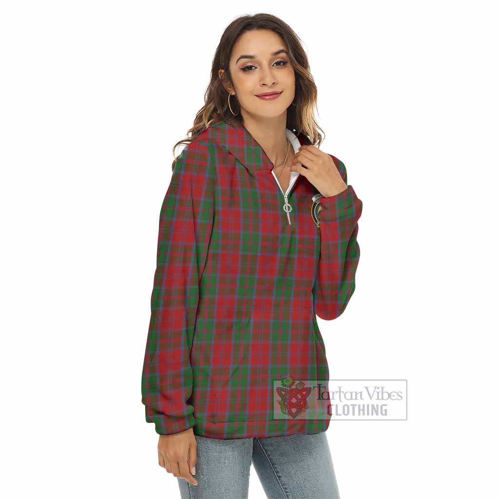 Tartan Vibes Clothing Drummond Tartan Crest Women's Borg  Half Zip Fleece Hoodie