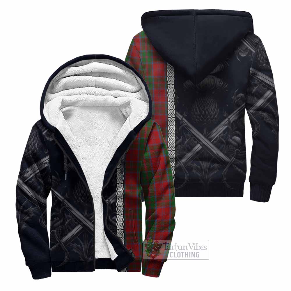 Tartan Vibes Clothing Drummond Tartan Sherpa Hoodie with Family Crest Cross Sword Thistle Celtic Vibes