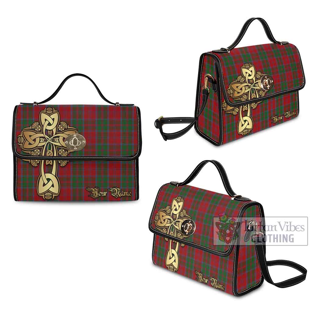 Tartan Vibes Clothing Drummond Tartan Waterproof Canvas Bag Golden Thistle Celtic Cross Style