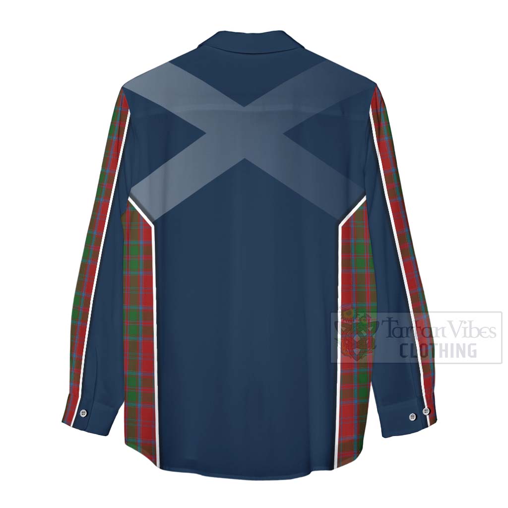 Tartan Vibes Clothing Drummond Tartan Women's Casual Shirt with Family Crest and Scottish Thistle Vibes Sport Style