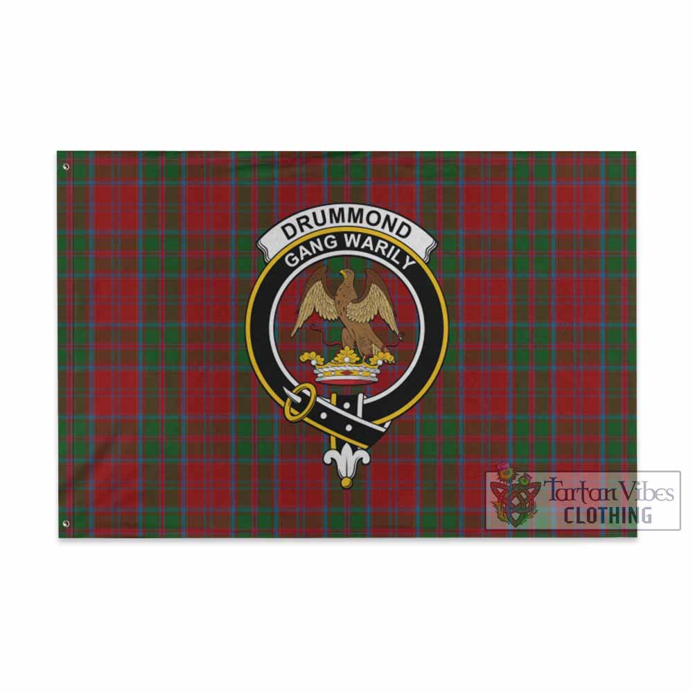 Tartan Vibes Clothing Drummond Tartan House Flag with Family Crest