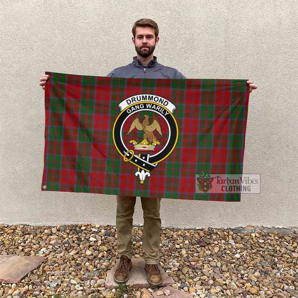 Tartan Vibes Clothing Drummond Tartan House Flag with Family Crest