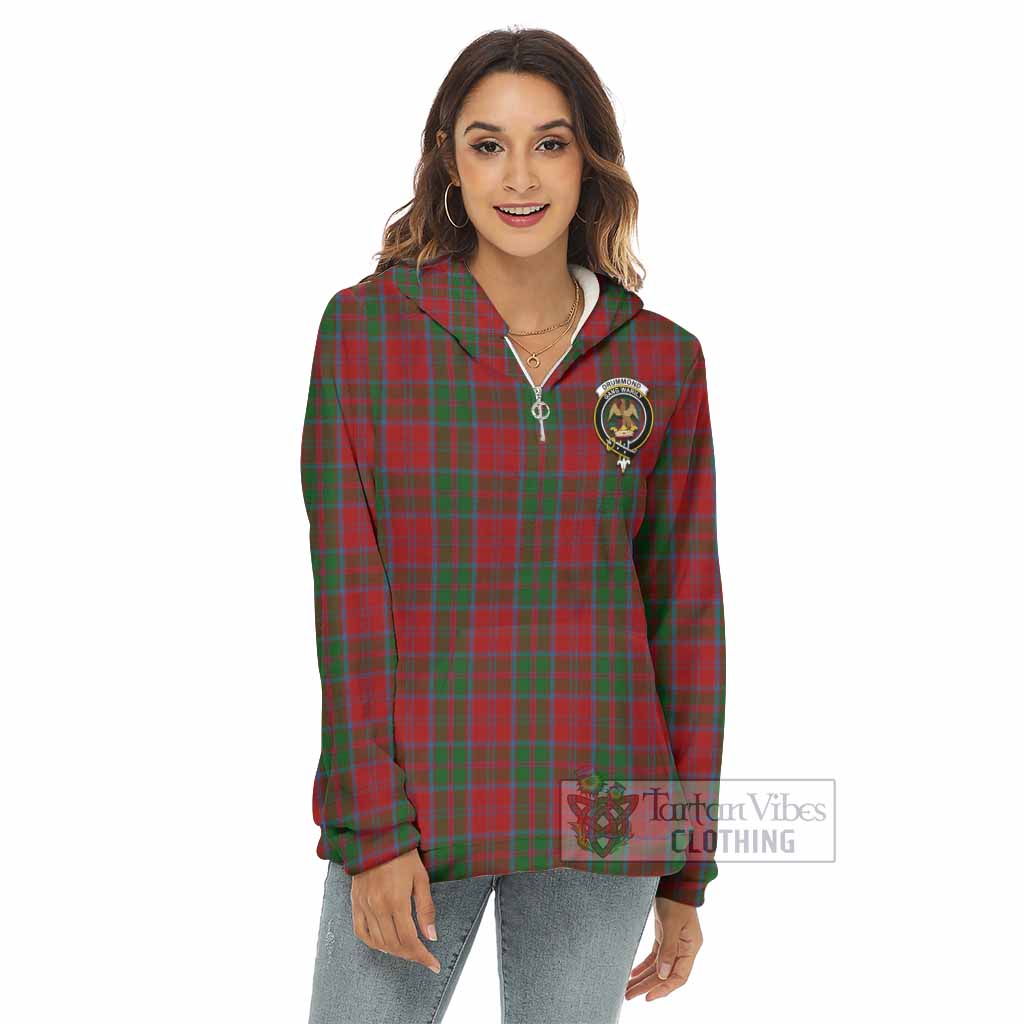 Tartan Vibes Clothing Drummond Tartan Crest Women's Borg  Half Zip Fleece Hoodie