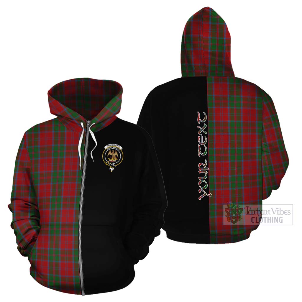 Tartan Vibes Clothing Drummond Tartan Cotton Hoodie with Family Crest and Half Of Me Style