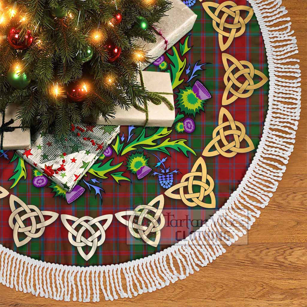 Tartan Vibes Clothing Drummond Tartan Christmas Tree Skirt with Thistle Celtic Knot Style