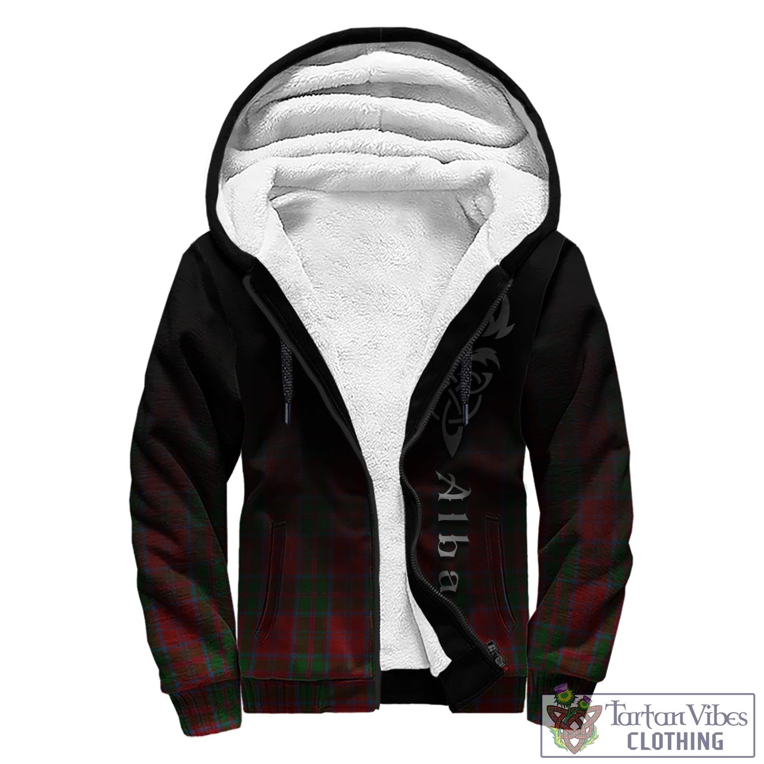 Tartan Vibes Clothing Drummond Tartan Sherpa Hoodie Featuring Alba Gu Brath Family Crest Celtic Inspired