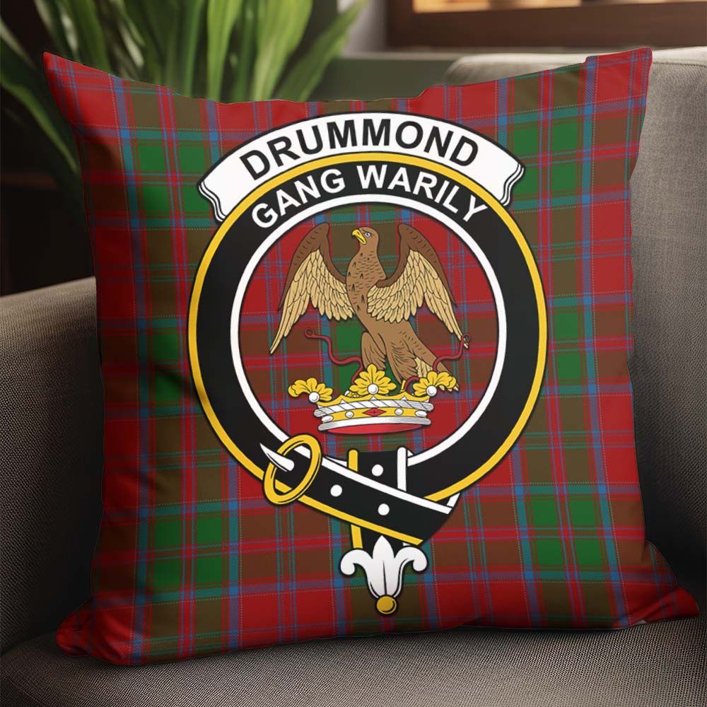 Drummond Tartan Pillow Cover with Family Crest - Tartanvibesclothing