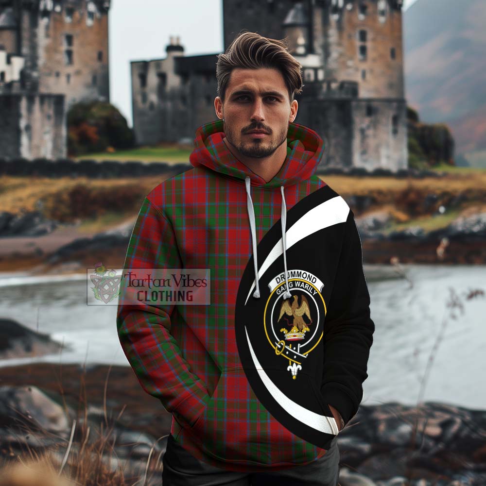 Tartan Vibes Clothing Drummond Tartan Cotton Hoodie with Family Crest Circle Style