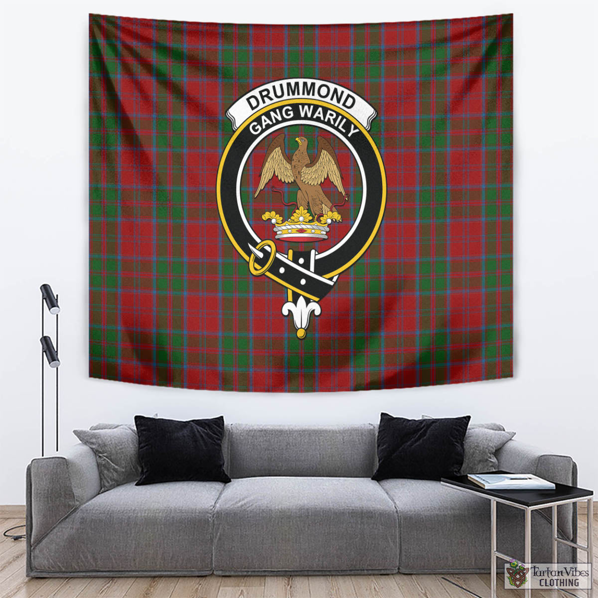 Tartan Vibes Clothing Drummond Tartan Tapestry Wall Hanging and Home Decor for Room with Family Crest