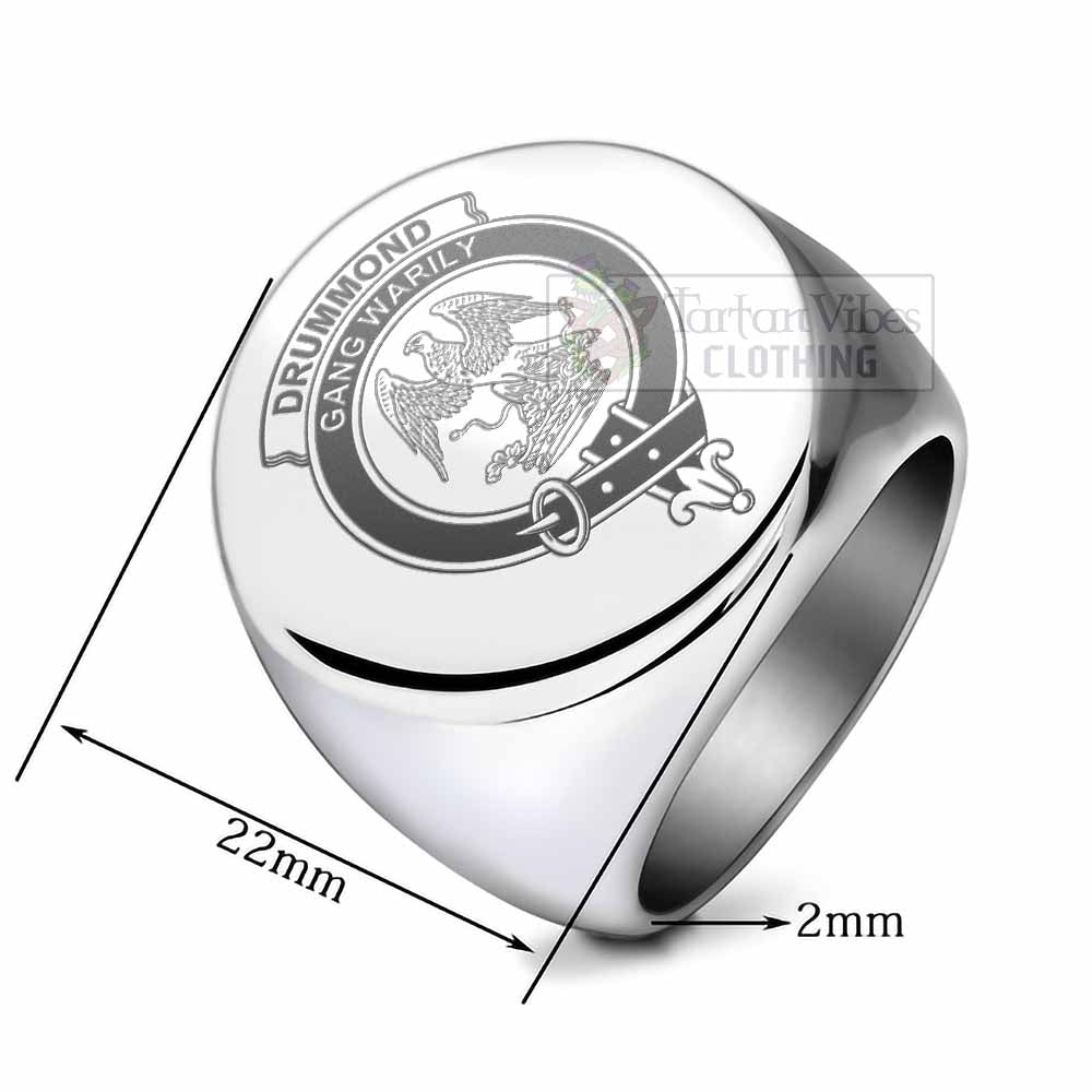 Tartan Vibes Clothing Drummond Clan Crest Engraved Ring