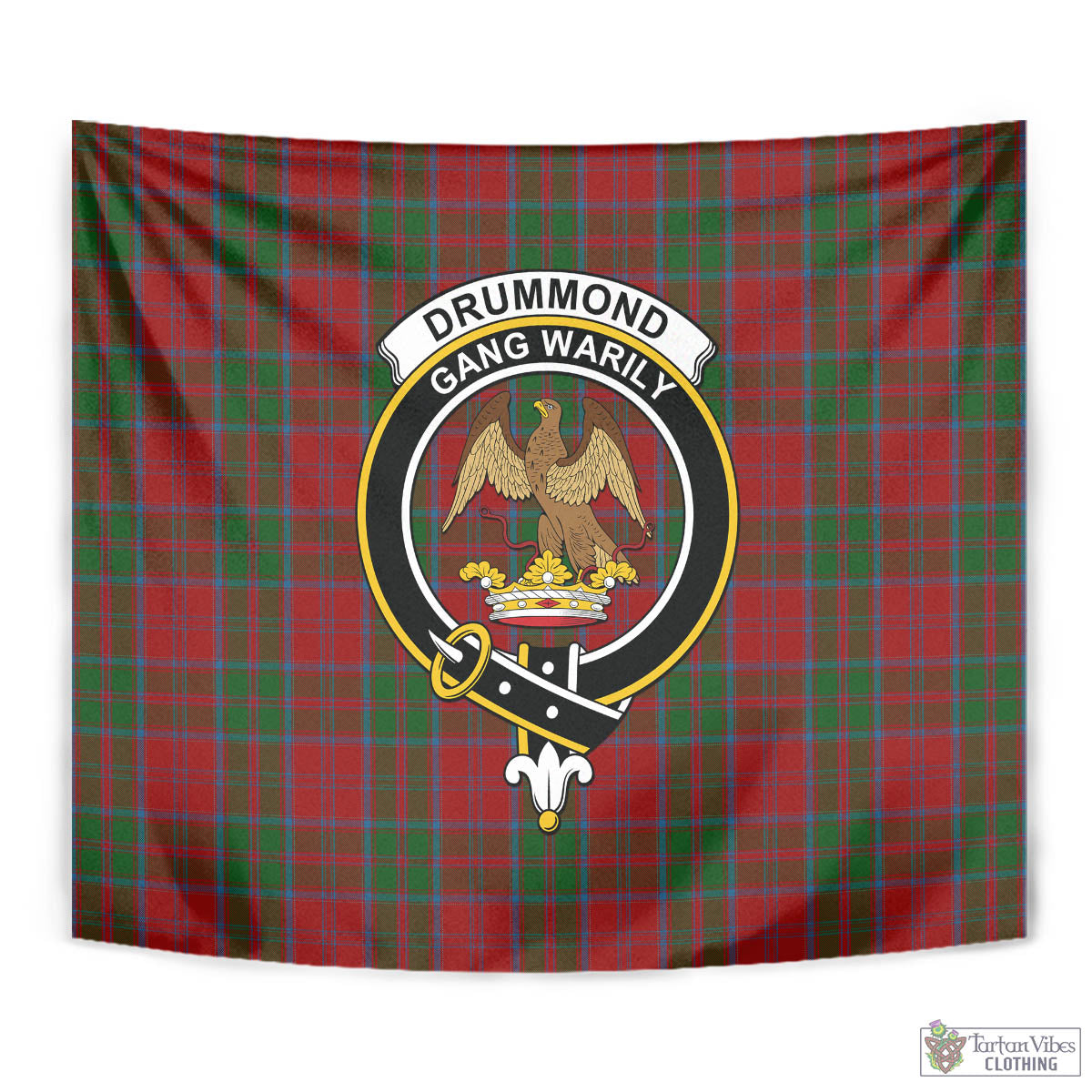 Tartan Vibes Clothing Drummond Tartan Tapestry Wall Hanging and Home Decor for Room with Family Crest