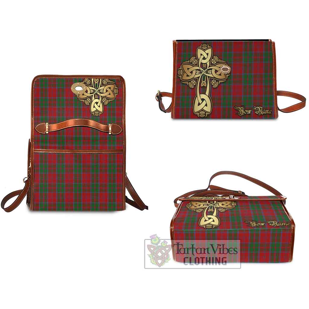 Tartan Vibes Clothing Drummond Tartan Waterproof Canvas Bag Golden Thistle Celtic Cross Style