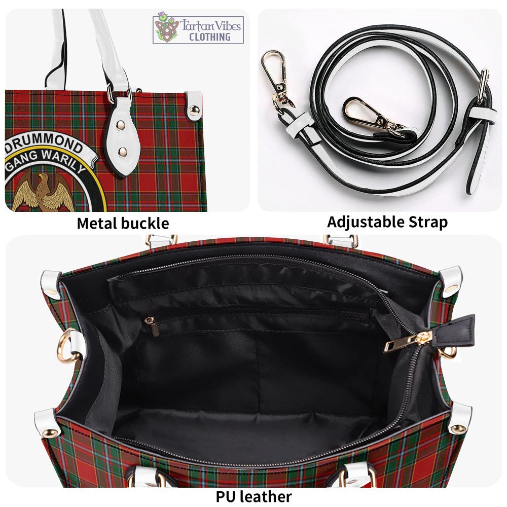 Tartan Vibes Clothing Drummond Ancient Tartan Luxury Leather Handbags with Family Crest