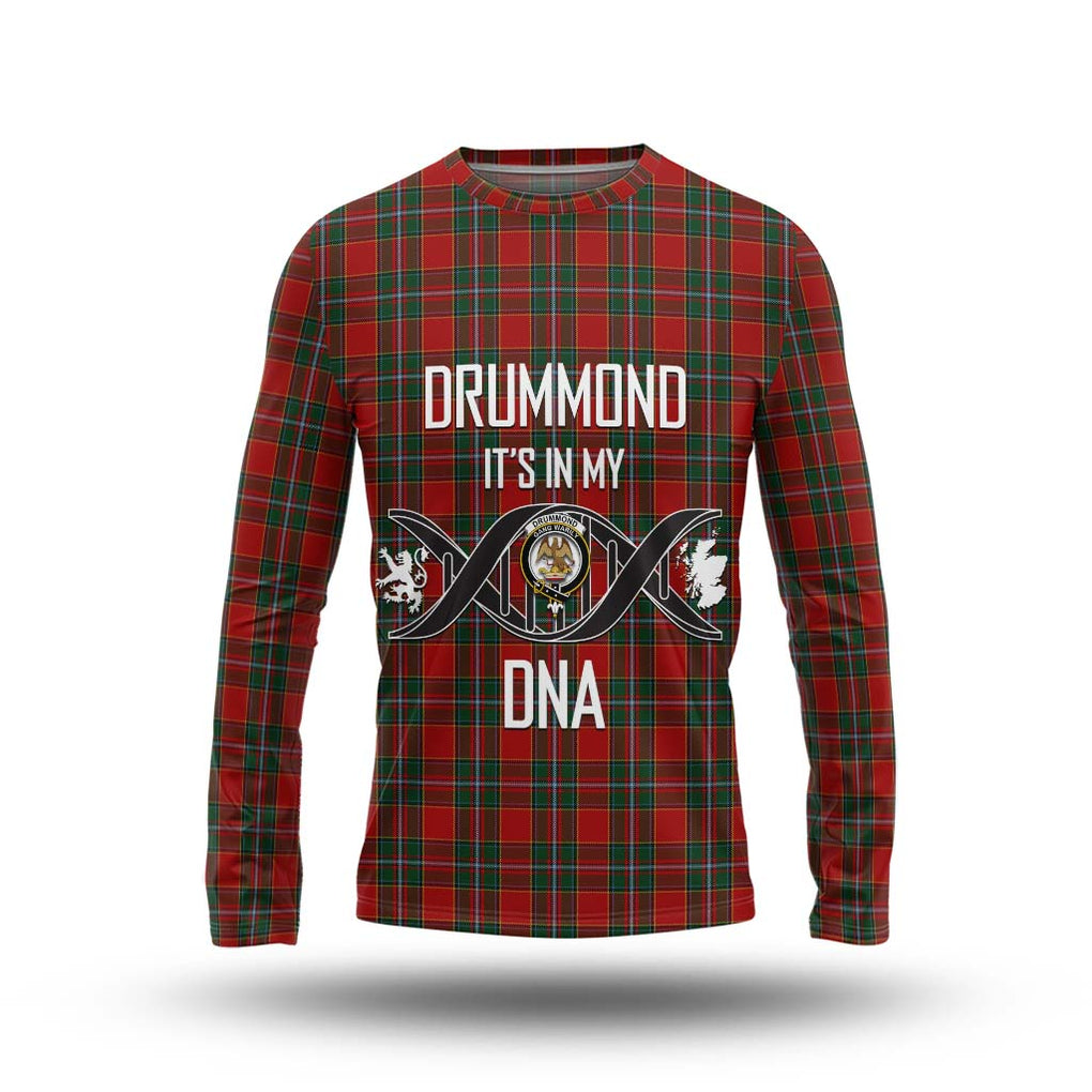 Drummond Ancient Tartan Long Sleeve T-Shirt with Family Crest DNA In Me Style Unisex - Tartanvibesclothing Shop