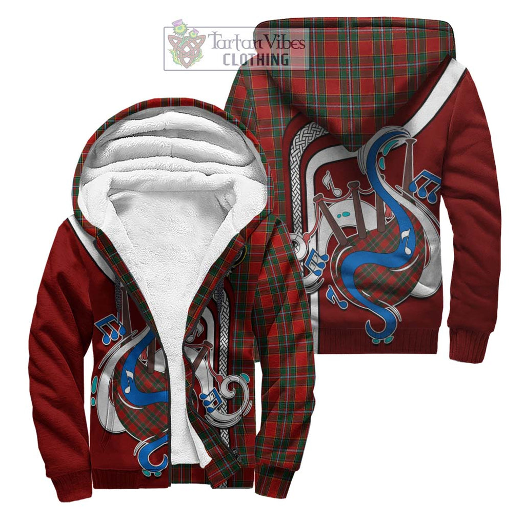 Drummond Ancient Tartan Sherpa Hoodie with Epic Bagpipe Style Unisex S - Tartanvibesclothing Shop