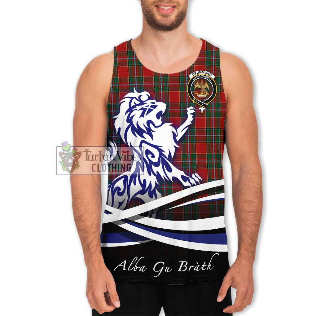 Drummond Ancient Tartan Men's Tank Top with Alba Gu Brath Regal Lion Emblem Men - Tartanvibesclothing Shop