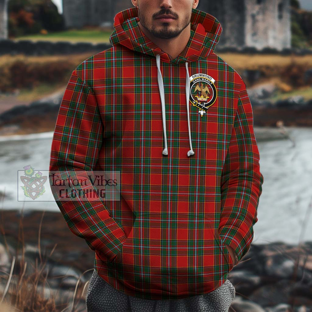 Drummond Ancient Tartan Cotton Hoodie with Family Crest Pullover Hoodie XS - Tartan Vibes Clothing