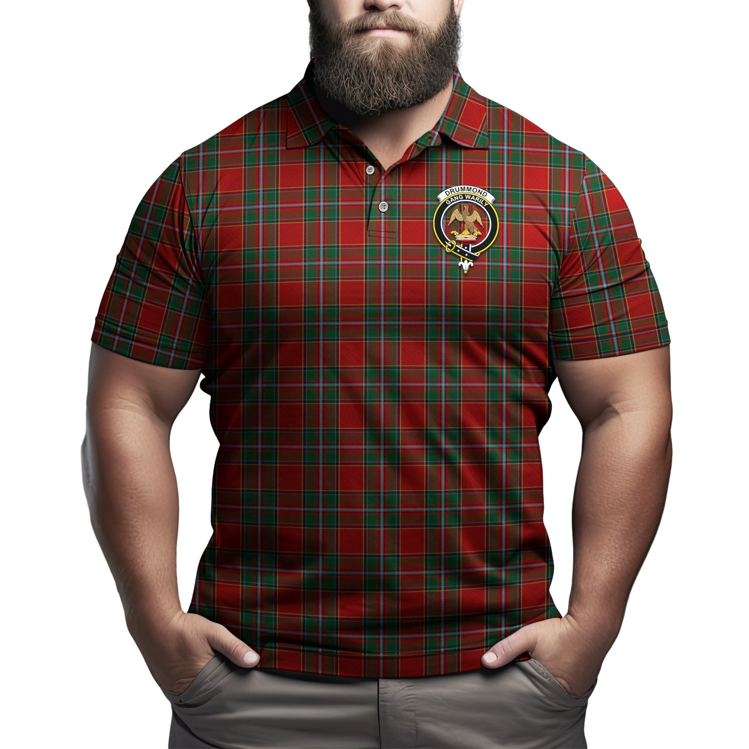 Drummond Ancient Tartan Men's Polo Shirt with Family Crest Kid - Tartan Vibes Clothing