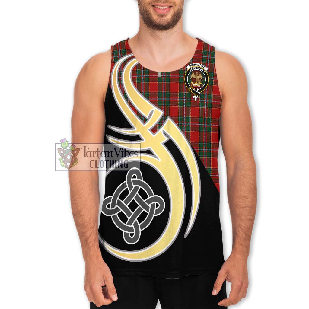 Drummond Ancient Tartan Men's Tank Top with Family Crest and Celtic Symbol Style Men - Tartan Vibes Clothing