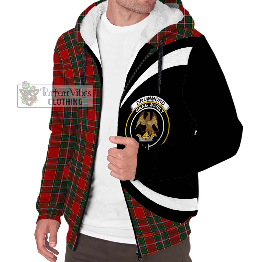 Drummond Ancient Tartan Sherpa Hoodie with Family Crest Circle Style Unisex S - Tartan Vibes Clothing