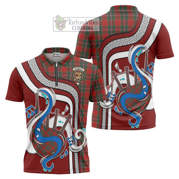 Drummond Ancient Tartan Zipper Polo Shirt with Epic Bagpipe Style