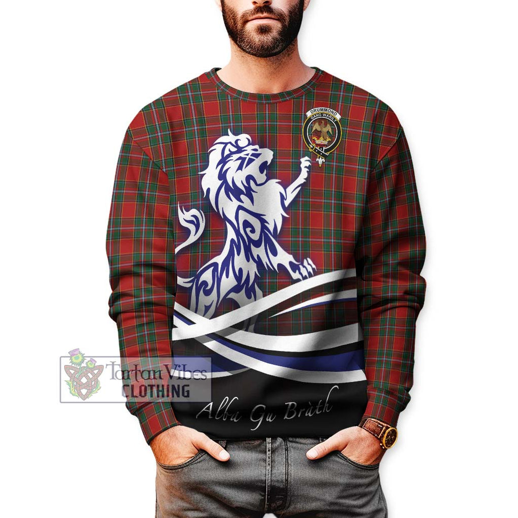 Drummond Ancient Tartan Sweatshirt with Alba Gu Brath Regal Lion Emblem Unisex - Tartanvibesclothing Shop