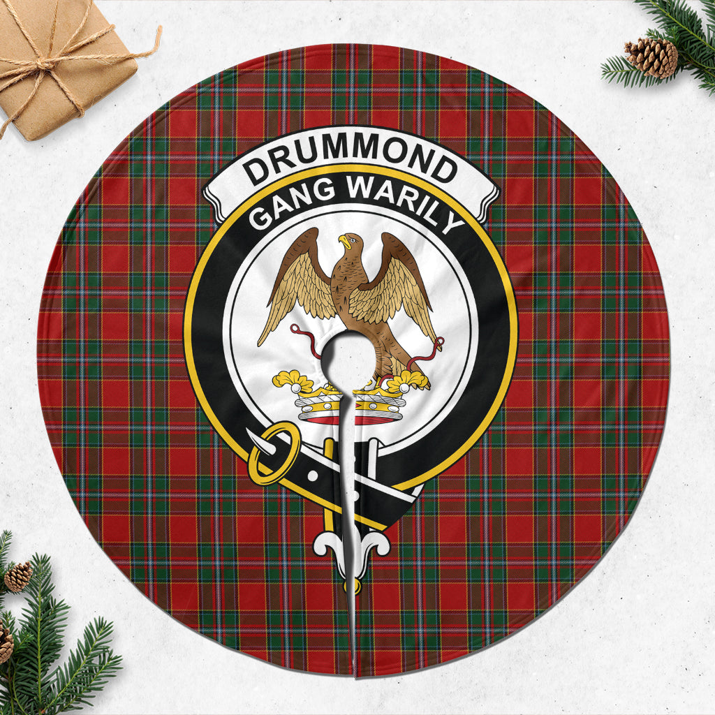 Drummond Ancient Tartan Christmas Tree Skirt with Family Crest - Tartanvibesclothing