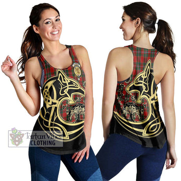 Drummond Ancient Tartan Women's Racerback Tanks with Family Crest Celtic Wolf Style