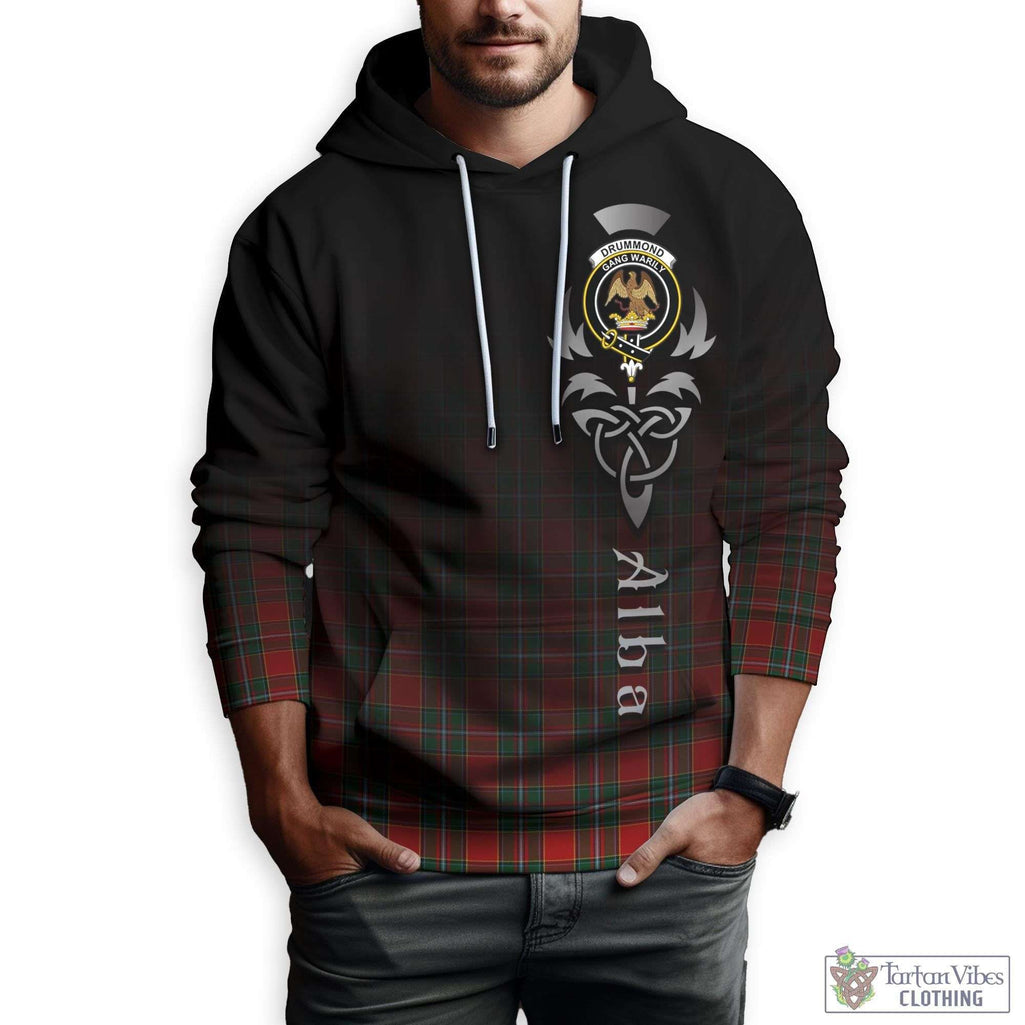 Tartan Vibes Clothing Drummond Ancient Tartan Hoodie Featuring Alba Gu Brath Family Crest Celtic Inspired