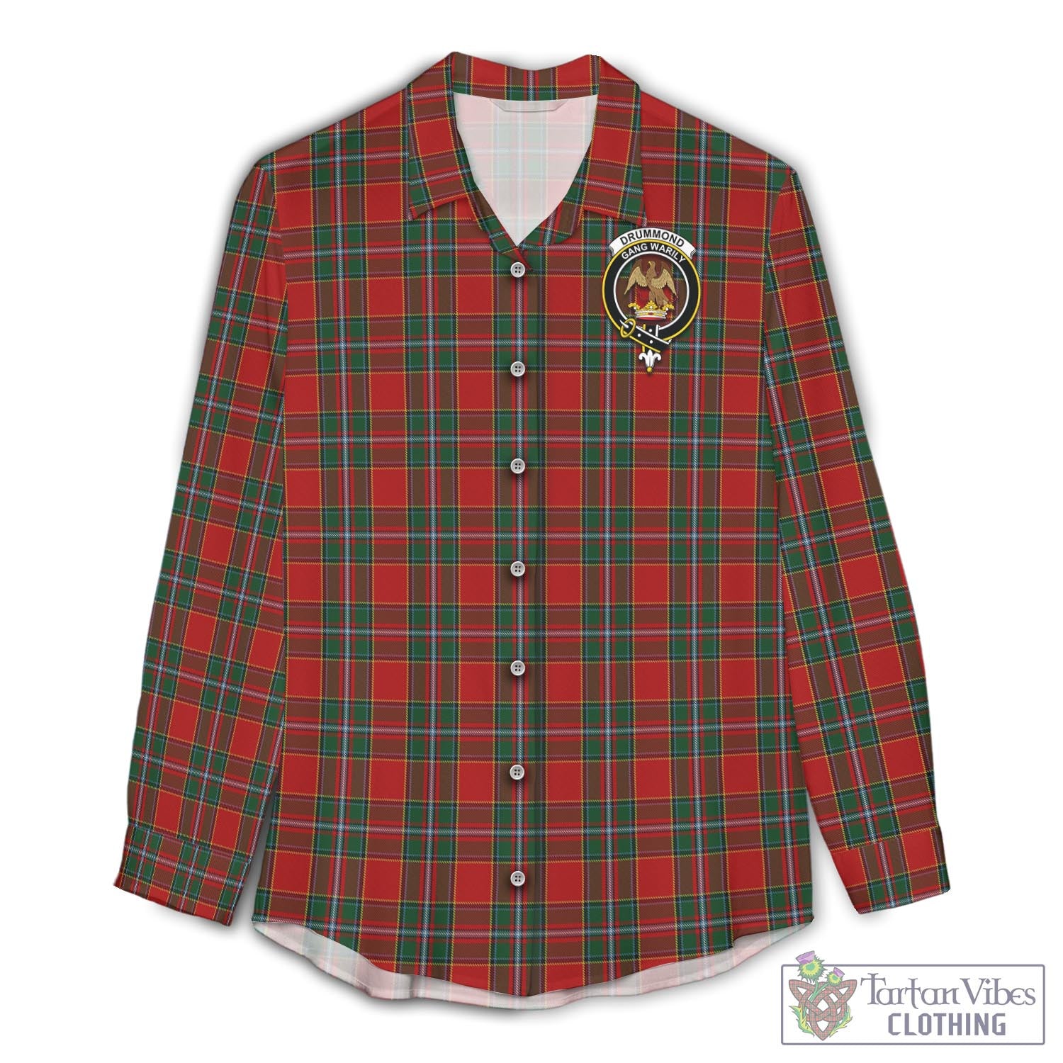 Tartan Vibes Clothing Drummond Ancient Tartan Womens Casual Shirt with Family Crest