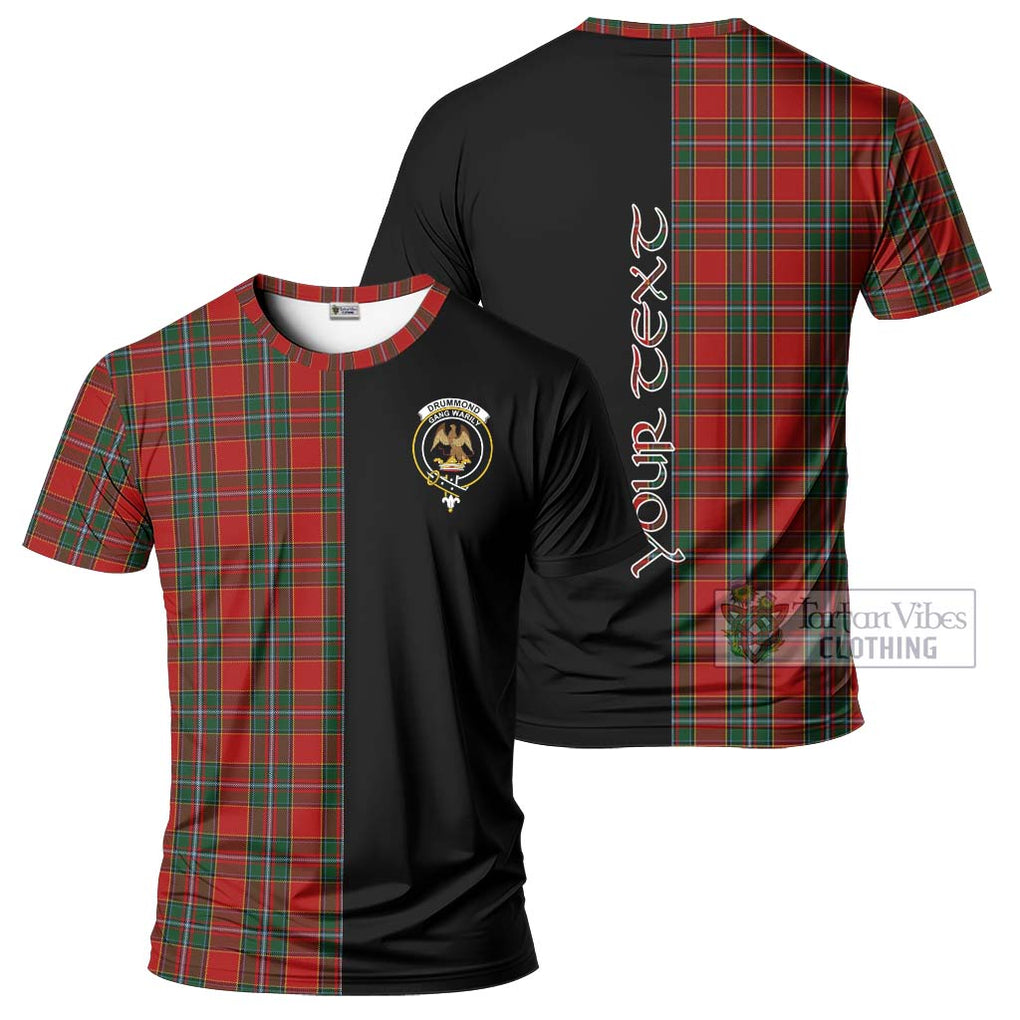 Drummond Ancient Tartan T-Shirt with Family Crest and Half Of Me Style Kid's Shirt - Tartanvibesclothing Shop