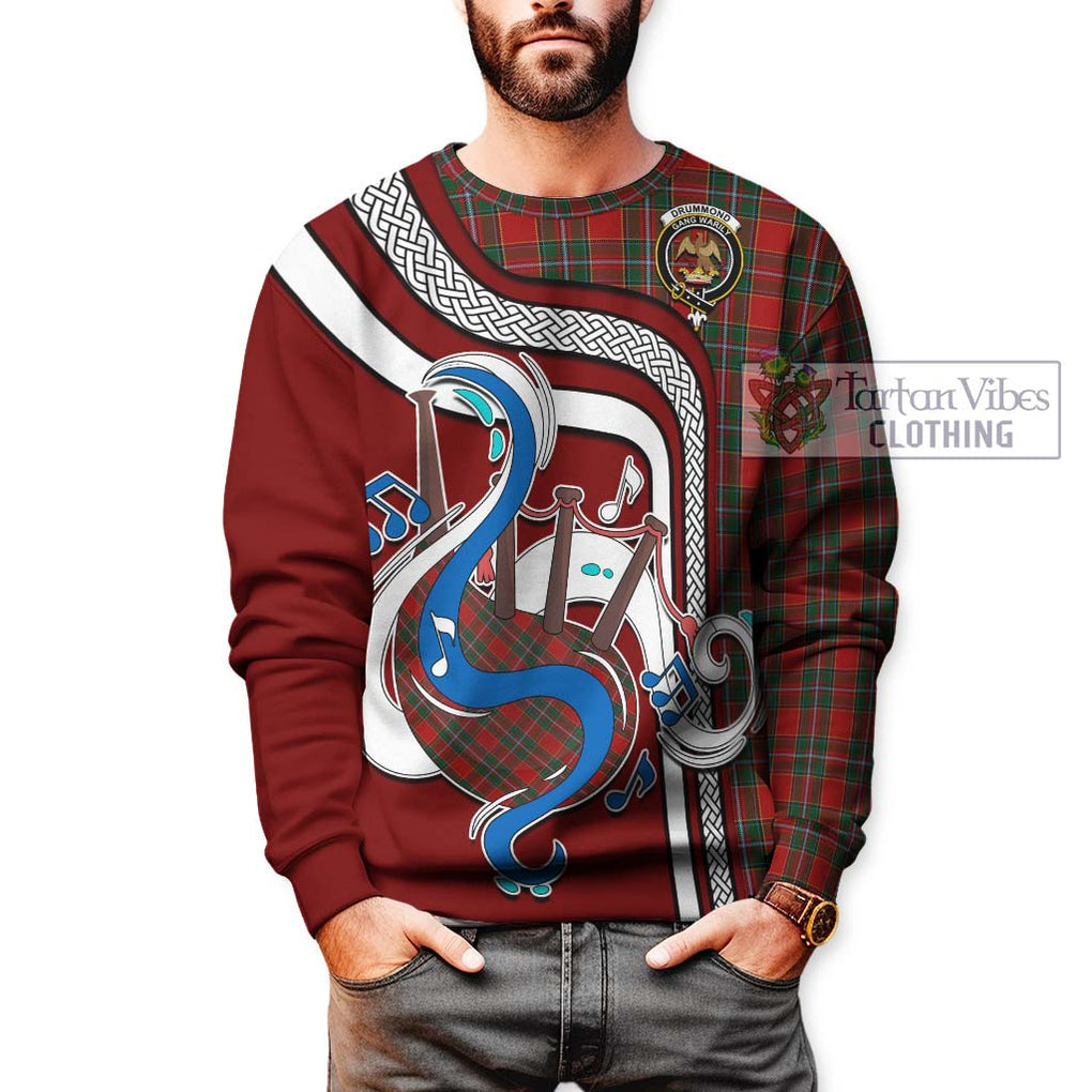 Drummond Ancient Tartan Sweatshirt with Epic Bagpipe Style Unisex - Tartanvibesclothing Shop