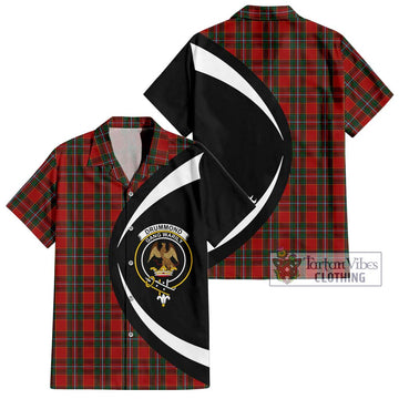 Drummond Ancient Tartan Short Sleeve Button Up with Family Crest Circle Style