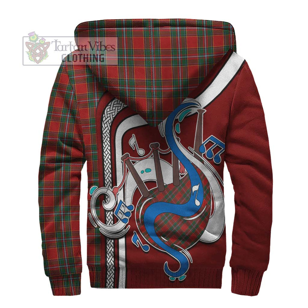 Drummond Ancient Tartan Sherpa Hoodie with Epic Bagpipe Style - Tartanvibesclothing Shop