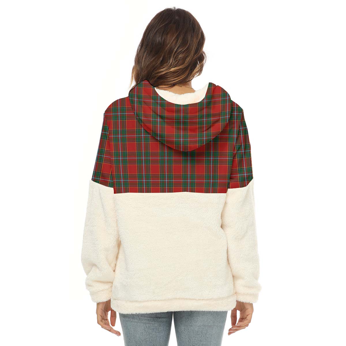 Drummond Ancient Tartan Women's Borg Fleece Hoodie With Half Zip - Tartanvibesclothing