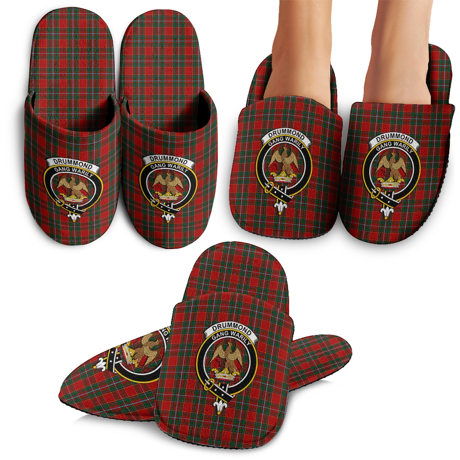 Drummond Ancient Tartan Home Slippers with Family Crest - Tartanvibesclothing