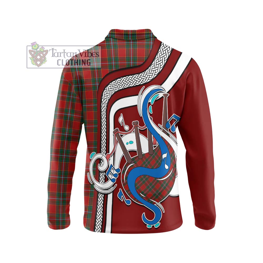 Tartan Vibes Clothing Drummond Ancient Tartan Long Sleeve Polo Shirt with Epic Bagpipe Style