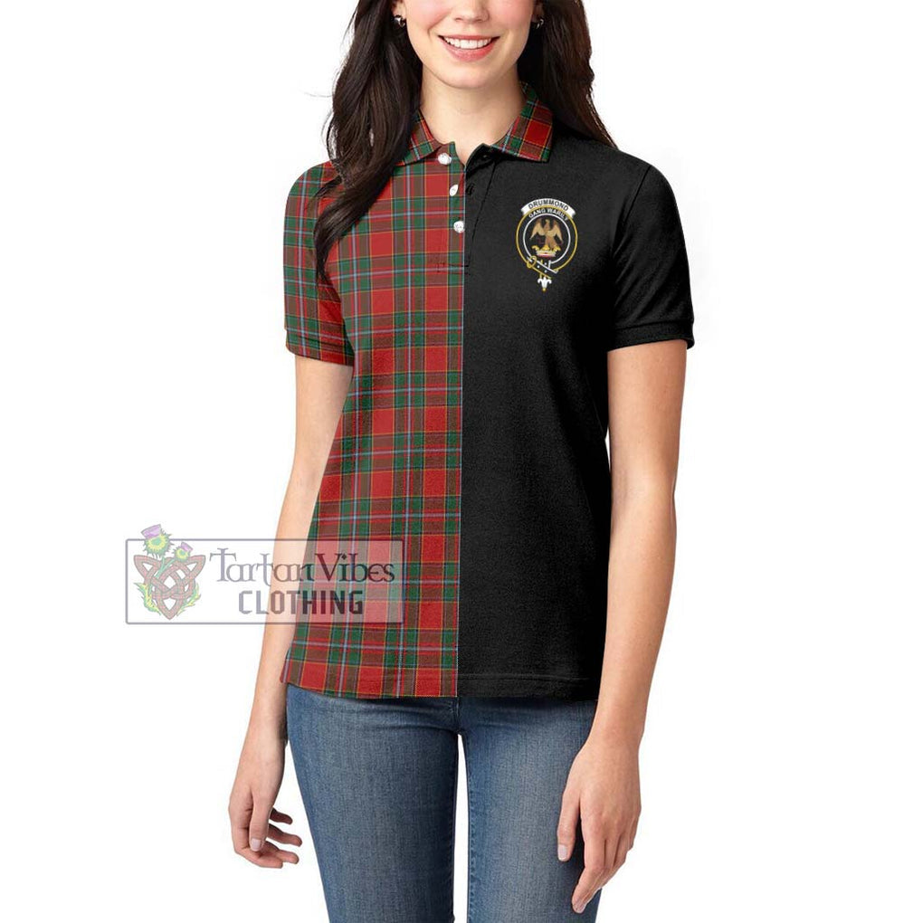 Drummond Ancient Tartan Women's Polo Shirt with Family Crest and Half Of Me Style - Tartanvibesclothing Shop