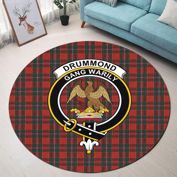 Drummond Ancient Tartan Round Rug with Family Crest