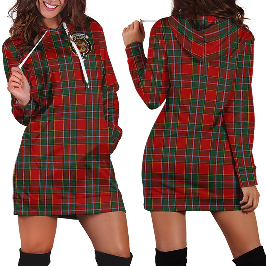 Drummond Ancient Tartan Hoodie Dress with Family Crest - Tartan Vibes Clothing