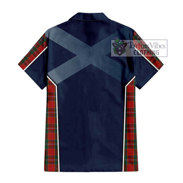 Drummond Ancient Tartan Short Sleeve Button Shirt with Family Crest and Lion Rampant Vibes Sport Style